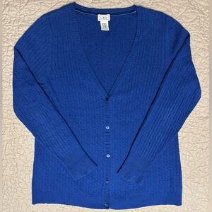 L.L. Bean Women’s Cashmere Cotton Cardigan – Blue – Size XL